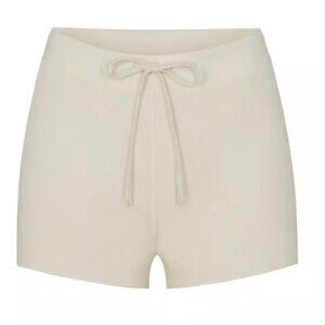 SKIMS COTTON RIB DRAWSTRING SHORT | BONE Brand New with Tags ivory lounge NWT